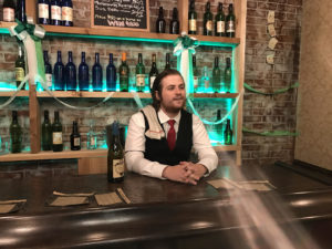 Alex Oakley dressed as the bartender (in room actor) in Al Capone's Speakeasy